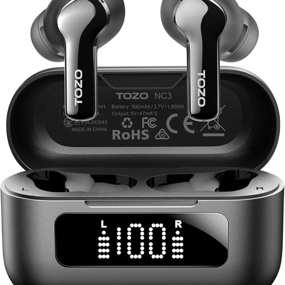 NC3 Hybrid Active Noise Cancelling Wireless Earbuds with 6 Mics AI Clear Call Ea